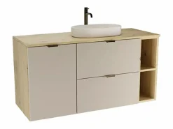 Online Conjunto para baño 120 cm Armario con encimera Armario con cesta Estantería Roble Artisan / Cachemira Orio Mueble De Lavabo