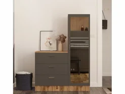 Hot Conjunto pasillo Kailua 2085, 140x100x45cm, Espejo, Pino|Antracita, Aglomerado laminado Mueble Perchero