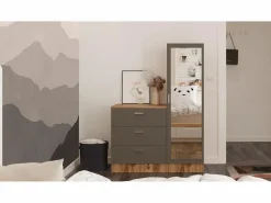 Hot Conjunto pasillo Kailua 2085, 140x100x45cm, Espejo, Pino|Antracita, Aglomerado laminado Mueble Perchero