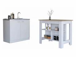 Hot Conjunto Phoenix de Cocina, Isla de Cocina + Mueble de Cocina con fregadero Cocina Completa