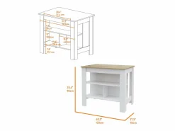 Hot Conjunto Phoenix de Cocina, Isla de Cocina + Mueble de Cocina con fregadero Cocina Completa