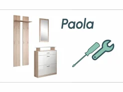 New MB Muebles Bonitos Conjunto recibidor para Entrada Pasillo en Blanco y Gris con LED 105x24x89cm Paola Gris / Blanco