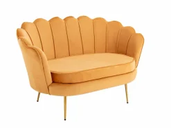 Vente-unique Conjunto sofá de 2 plazas y sillón de terciopelo amarillo DANDELION