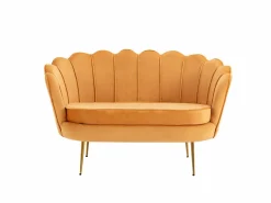 Vente-unique Conjunto sofá de 2 plazas y sillón de terciopelo amarillo DANDELION