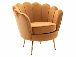 Vente-unique Conjunto sofá de 2 plazas y sillón de terciopelo amarillo DANDELION