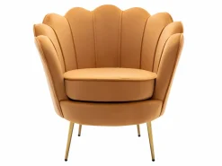 Vente-unique Conjunto sofá de 2 plazas y sillón de terciopelo amarillo DANDELION