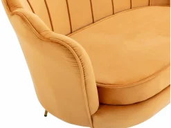 Vente-unique Conjunto sofá de 2 plazas y sillón de terciopelo amarillo DANDELION