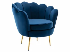 Vente-unique Conjunto sofá de 2 plazas y sillón de terciopelo azul noche DANDELION