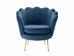Vente-unique Conjunto sofá de 2 plazas y sillón de terciopelo azul noche DANDELION