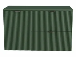 Discount Conjunto para baño 100 cm Armario Encimera Armario con cesta Columna Frentes ranurados Conjunto De Baño