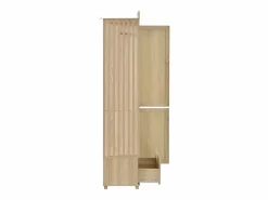 New Conjunto vestidor de entrada - 115,5x38,5x194,5 cm - con espejo y tendedero abierto - 1 cajón y 2 puertas - MDF - Color roble Armario De Entrada