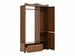 Best ModernLuxe Conjunto vestidor de entrada - 115,5x38,5x194,5 cm - con espejo y tendedero abierto - 1 cajón y 2 puertas - MDF - Color nogal Marru00f3n