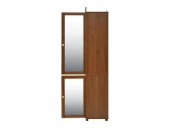 Best ModernLuxe Conjunto vestidor de entrada - 115,5x38,5x194,5 cm - con espejo y tendedero abierto - 1 cajón y 2 puertas - MDF - Color nogal Marru00f3n