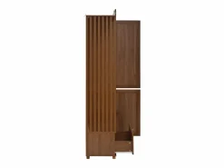 Best ModernLuxe Conjunto vestidor de entrada - 115,5x38,5x194,5 cm - con espejo y tendedero abierto - 1 cajón y 2 puertas - MDF - Color nogal Marru00f3n