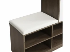 Merax Conjunto zapatero + banco zapatero con cojín - 140 x 35 x 110 cm - Tablero de partículas - Blanco