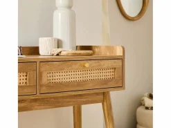 Online Consola 2 cajones con frentes de ratán y patas de madera L100 cm - PALMO Consola Escritorio