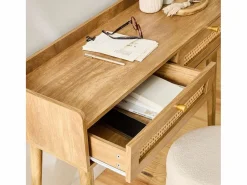 Online Consola 2 cajones con frentes de ratán y patas de madera L100 cm - PALMO Consola Escritorio