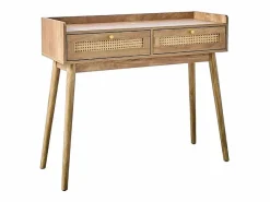 Online Consola 2 cajones con frentes de ratán y patas de madera L100 cm - PALMO Consola Escritorio