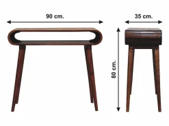 Consola Amaya estilo nórdico Artisan Furniture, 1 estante abierto, marrón oscuro Consola