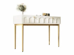 Hauss Spole Consola con 2 cajones - leche y dorado - Madera y metal
