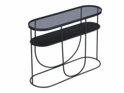 Sale Vente-unique Consola con 1 estante en metal y cristal ahumado - Negro y Transparente - PRETORIA Transparente / Negro