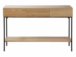 Outlet Calicosy Consola de 3 cajones con 1 estante inferior, decoración de madera y metal negro, L120 cm - TESSA Color natural claro