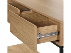 Outlet Calicosy Consola de 3 cajones con 1 estante inferior, decoración de madera y metal negro, L120 cm - TESSA Color natural claro