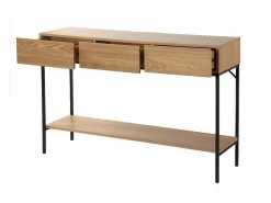 Outlet Calicosy Consola de 3 cajones con 1 estante inferior, decoración de madera y metal negro, L120 cm - TESSA Color natural claro