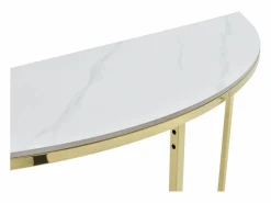 Outlet Consola de cerámica y acero inoxidable - Efecto mármol blanco y dorado - CYLIAN Consola