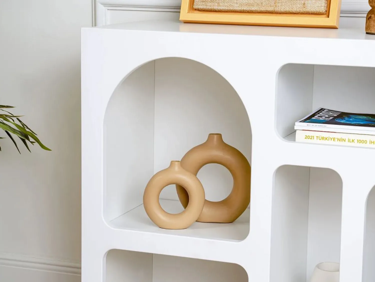Vente-unique Consola de diseño con 5 huecos - - LUELA Blanco
