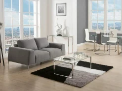 Best Vente-unique Consola de diseño FREYA en cristal templado y metal cromado Transparente / Plateado