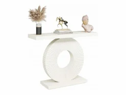 Hot Consola de mesa, Mueble de entrada con base circular en forma, Mesa de entrada de 100 cm para la entrada del salón, el pasillo, 100 x 30 x 79 cm, Consola