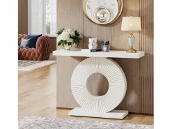 Hot Consola de mesa, Mueble de entrada con base circular en forma, Mesa de entrada de 100 cm para la entrada del salón, el pasillo, 100 x 30 x 79 cm, Consola