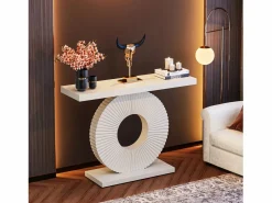 Hot Consola de mesa, Mueble de entrada con base circular en forma, Mesa de entrada de 100 cm para la entrada del salón, el pasillo, 100 x 30 x 79 cm, Consola
