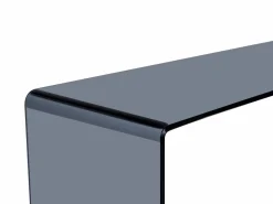 Vente-unique Consola de vidrio templado curvado y ahumado - Negro - ALONZO