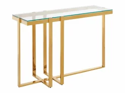 Best Vente-unique Consola de vidrio templado y acero inoxidable cromado - Transparente y dorado - VELETIA Transparente / Dorado