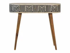 Hot Consola Edessa Artisan Furniture con incrustaciones de hueso, 1 cajón, marrón claro Beige