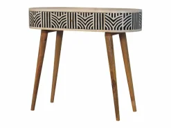Hot Consola Edessa Artisan Furniture con incrustaciones de hueso, 1 cajón, marrón claro Beige
