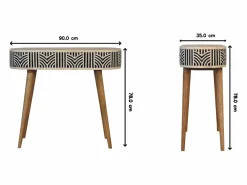 Hot Consola Edessa Artisan Furniture con incrustaciones de hueso, 1 cajón, marrón claro Beige