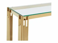Vente-unique Consola en vidrio templado y acero inoxidable - Oro - NOMELANO