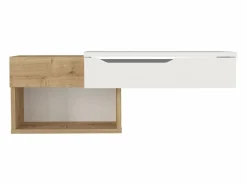 Vente-unique Consola flotante con 1 cajón y 2 estantes - Natural y blanco - DAREKA