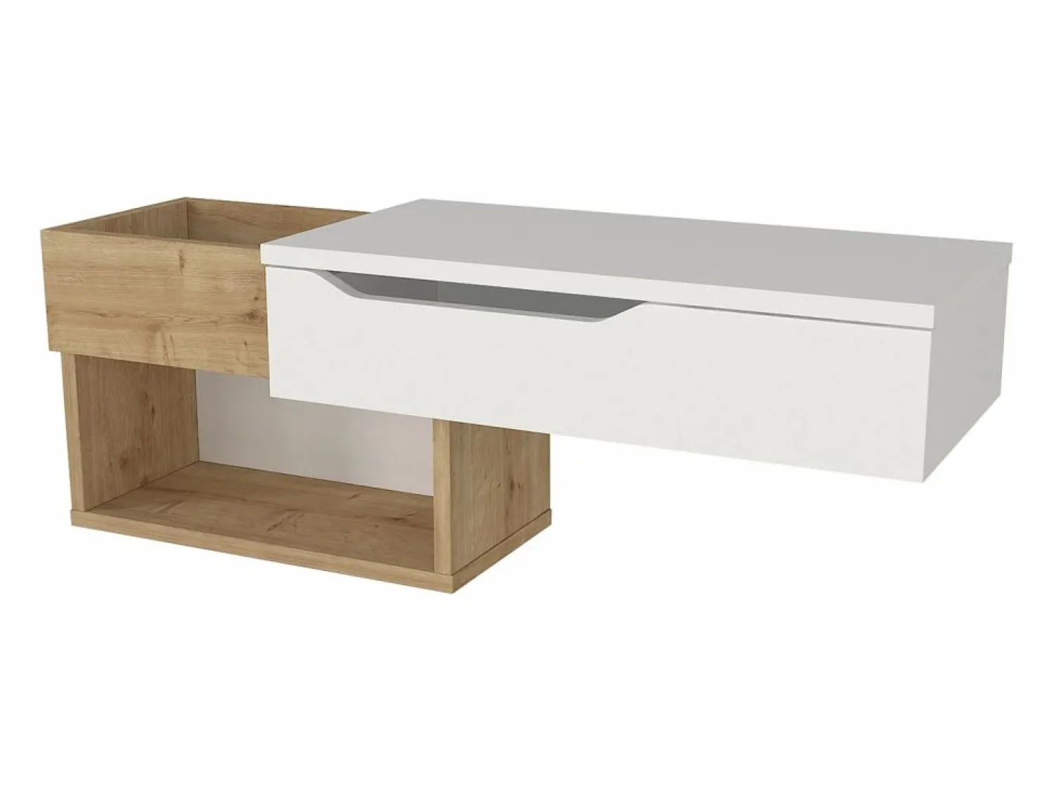 Vente-unique Consola flotante con 1 cajón y 2 estantes - Natural y blanco - DAREKA