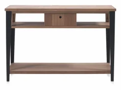 Consola madera fresno con cajón y patas metálicas