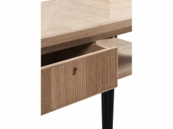 Consola madera fresno con cajón y patas metálicas