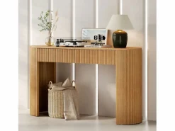 ModernLuxe Consola mesa 120x33x76cm - con 2 cajones - Esquinas redondeadas - MDF - Natural