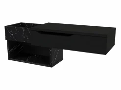 Vente-unique Consola suspendida con 1 cajón y 2 estantes - Efecto mármol - DAREKA