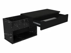 Vente-unique Consola suspendida con 1 cajón y 2 estantes - Efecto mármol - DAREKA