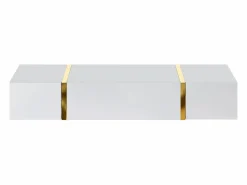 New Vente-unique Consola suspendida con 3 puertas - Blanco brillante y dorado - MARZIALO Blanco / Dorado