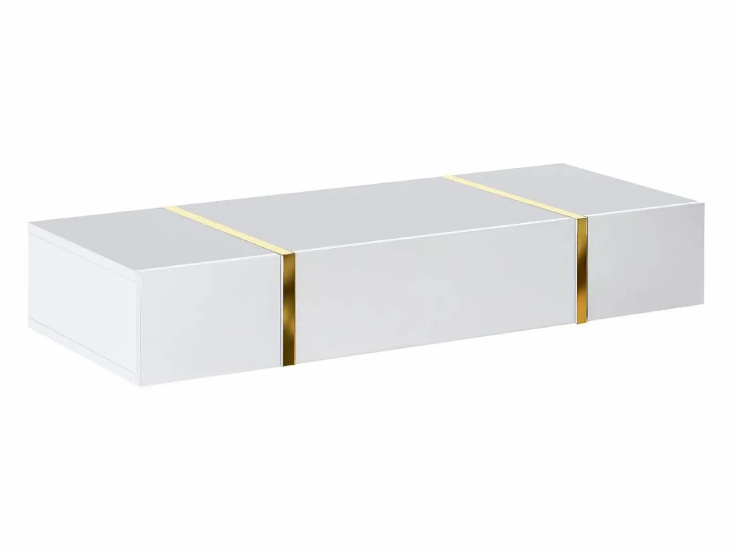 New Vente-unique Consola suspendida con 3 puertas - Blanco brillante y dorado - MARZIALO Blanco / Dorado