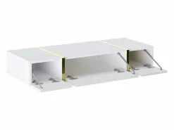 New Vente-unique Consola suspendida con 3 puertas - Blanco brillante y dorado - MARZIALO Blanco / Dorado